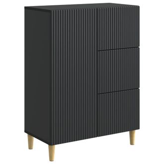 vidaXL Aparador Con Caj&oacute;n Negro 66 X 34,5 X 90 Cm Madera De Ingenier&iacute;a Vidaxl