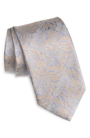 David Donahue Floral Silk Tie in Dune at Nordstrom