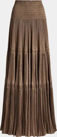Ralph Lauren Collection Adeena Pleated Lam&eacute; Maxiskirt