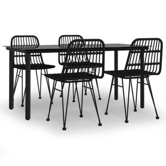 Berkfield Home 5 Piece Garden Dining Set Black Poly Rattan