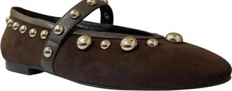 Bibi Lou Womens Studded Ballerina Flat In Marron