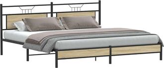 vidaXL Metal Bed Frame without Mattress Sonoma Oak 193x203 cm Vidaxl