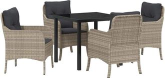 vidaXL Conjunto De Comedor De Jard&iacute;n 5 Pcs Gris Claro Polirat&aacute;n Vidaxl