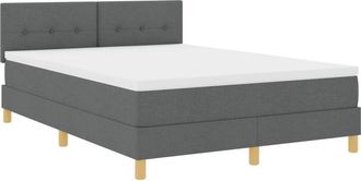 vidaXL Box Spring Bed with Mattress Dark grey 140 x 190 cm Fabric vidaXL