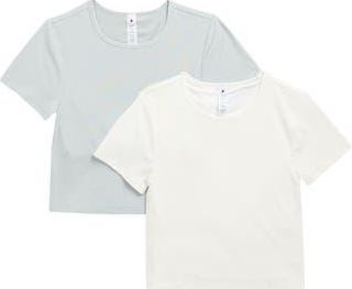 Yogalicious 2-Pack Tara Heavenly Rib Crop T-Shirts in Puritan Gray/Sugar Swizzle at Nordstrom Rack, Size Medium