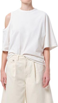 A Gold E Shoulder Cutout Cotton T-Shirt in White Ash Worn Off Wht at Nordstrom, Size X-Small
