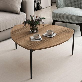 Dmora Mesa De Centro Atesino, Forma Triangular, Tablero De Madera Nobilitata, Estructura Nogal, 90x89x40h Cm, Marr&oacute;n Nogal