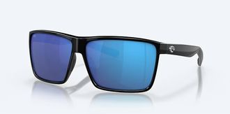 Costa Unisex Rincon Polarized Sunglasses In Shiny Black Frame Blue Mirror