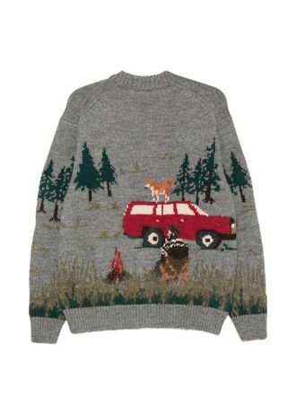 Junya Watanabe Forest Intarsia Knit Cardigan - Grey