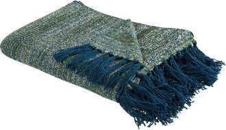 Beliani Beliani - Manta De Acr&iacute;lico Verde Azulado 130 X 170 Cm Borlas Sala De Estar Dormitorio Paire