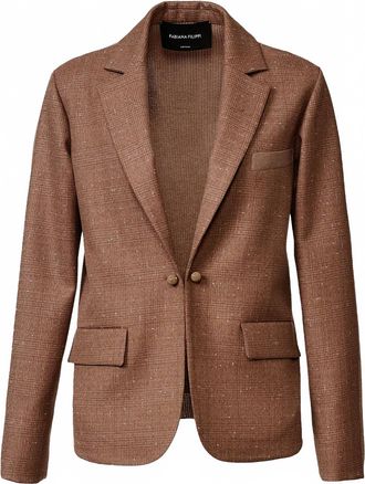 Fabiana Filippi Womens Slubbed Prince Of Wales Single Breasted Jacket In Marrone