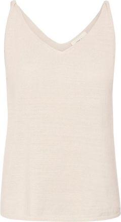 Cream CREvisa Knit Top - Dames - V-hals truien - Beige - XL - Katoen - Truien & Vesten