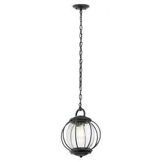 Loops Outdoor IP44 1 Bulb Chain Lantern Light Textured Black LED E27 60W