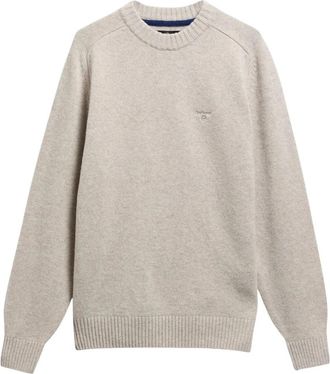 Barbour Newtown Crew Neck Jumper - Heren - Ronde hals truien - Grijs - S - Wol - Truien & Vesten