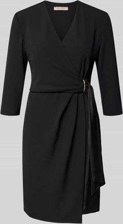 Rinascimento Rinascimento Knielanges Cocktailkleid in Wickel-Optik in Black, Gr&ouml;&szlig;e XS