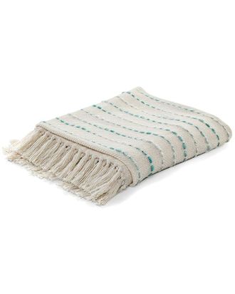 LR Home Lr Home Teal Shimmer Stripe Woven Throw Blanket With Fringe