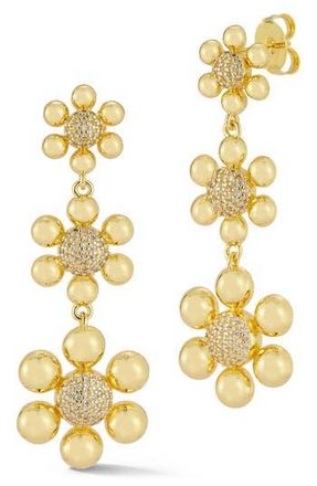 Glaze Jewelry Pav&eacute; Cubic Zirconia Flower Drop Earrings in Gold at Nordstrom Rack