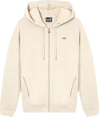 Emporio Armani Zip-through Hoodie - Dames - Vesten met rits - Beige - L - Katoen - Hoodies & sweatvesten