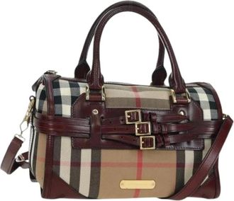 Burberry Pre-owned Handbags, female, Beige, Size: ONE SIZE Pre-owned Boston Bag