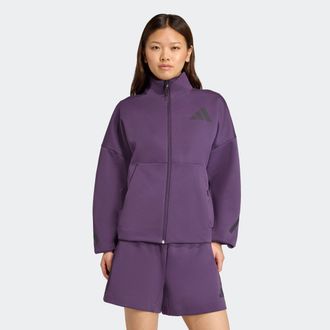 adidas Trainingsjacke ADIDAS SPORTSWEAR W Z.N.E. TT, Damen, Gr. L, aurora plum, Obermaterial: 57% Polyester, 43% Baumwolle, Jacken Trainingsjacke