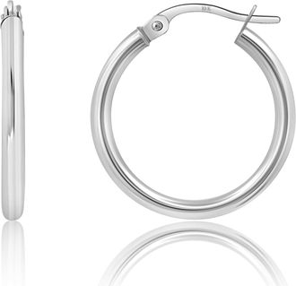 MAX + STONE Solid 10k or 14k Gold 2mm Thick Tube Hoop Earrings 12MM to 50MM