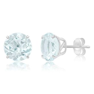 MAX + STONE 14k White Gold 9mm Round Cut Gemstone Stud Earrings