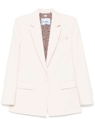 Blugirl logo-plaque blazer - women - Polyester/Elastane/Viscose/Polyester/Elastane - 40 - Neutrals