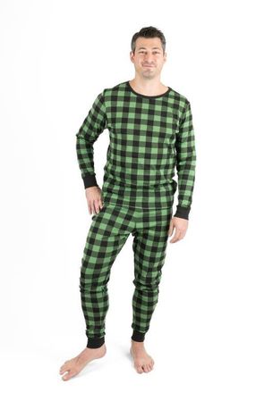 Leveret Mens Cotton Plaid Matching Family Holiday Pajamas in Plaid Black & Green at Nordstrom, Size Xx-Large