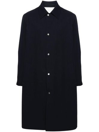 Jil Sander single-breasted gabardine wool coat - men - Wool/Cotton - 46 - Blue