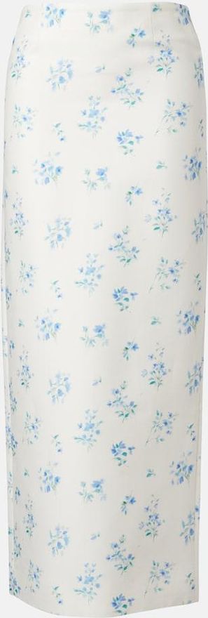 Floral cotton and silk slip skirt