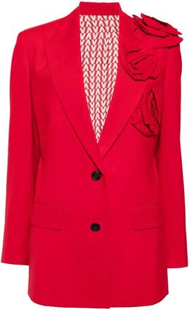 Valentino Garavani Floral Applique V-Neck Blazer