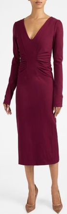 Santorelli Willa Long Sleeve Midi Dress in Punto Milano in Bordeaux at Nordstrom, Size 12