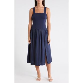 Sugarlips Raziela Mixed Media Midi Dress in Navy at Nordstrom, Size X-Small