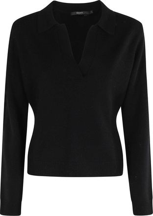 Seventy Long-Sleeve V-Neck Polo Shirt In Luxurious Wool-Cashmere Blend