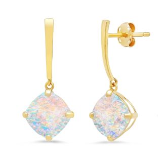 MAX + STONE 14k Yellow Gold Solitaire Cushion-Cut Gemstone Drop Earrings (8mm)