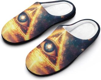 Generic Psychedelic Egyptian Pyramid Third Eye Mens Slippers Comfortable And Non-slip Cotton Slipper Shoe for House