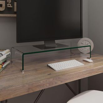 Berkfield Home TV Stand/Monitor Riser Glass Clear 70x30x13 cm | Size: 70 x 30 x 13 cm