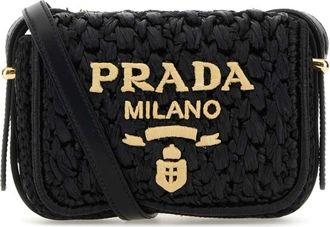 Prada Black Raffia Crossbody Bag