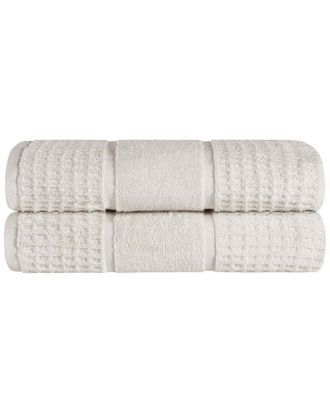 Superior Set Of 2 Zero Twist Cotton Waffle Honeycomb Plush Soft Absorbent Bath Sheets