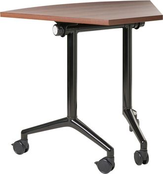 Beliani Escritorio Moderno Plegable Con Ruedas Mesa M&oacute;vil Port&aacute;til 90 X 64 Cm Estructura Met&aacute;lica Marr&oacute;n Oscuro Cavi