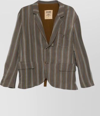 Uma Wang striped jacket tie back notch lapel pockets