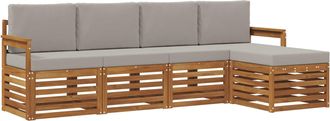vidaXL Conjunto De Sof&aacute;s De Exterior 5 Uds. Natural Y Gris Claro Vidaxl