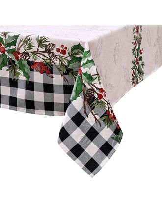 Elrene Holly Farmhouse Charm Holiday Fabric Tablecloth