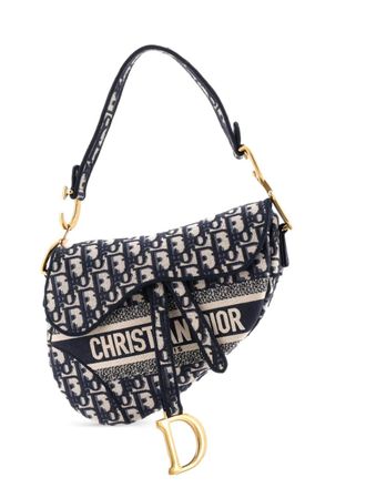 Dior Saddle Handbag Logo Embroidered Oblique Canvas Medium shoulder bag - Blue