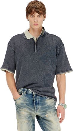 Diesel Mesh-jacquard polo shirt with Phoenix print - Polos - Man - Grey