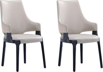 Manhattan Comfort Kara Modern Leatherette & Velvet Upholstered Dining Arm Chair