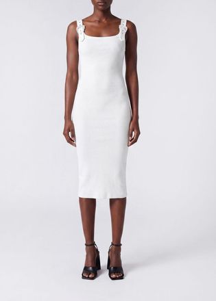 Versace Jeans Couture Abito midi a tubino in jersey di cotone con scollo quadrato