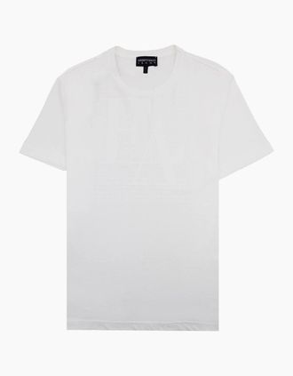 Emporio Armani Mens Emporio Armani Giro M/c Logo T Shirt White AUG17 - Size: 44