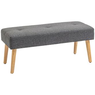 HOMCOM Multifunctional Bed End Bench Tufted Upholstered Shoe Bench Ottoman Footstool Linen Fabric for Entryway Living Room Grey | TJ Hughes White