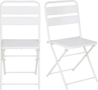 Maisons du monde Silla de jardín plegable de metal blanco (x2)